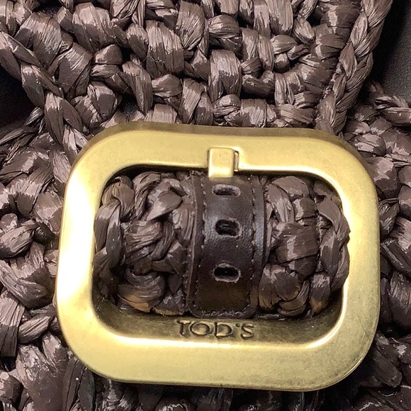 🤎LIKE NEW (w/ COA) TOD'S Brown Raffia Buckle Flat Sandals - Picture 12 of 16